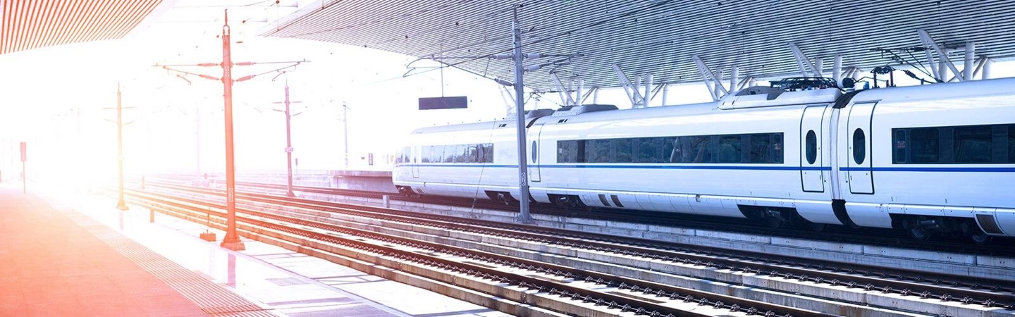 Schienenfahrzeug am Bahnsteig